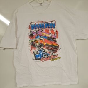 Racing Grand Bend Ontario White Graphic Tee with Colorful Print, 2XL